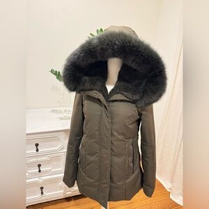 Dawn Levy Luka Fitted Parka with Velvet & Fur Trim XS